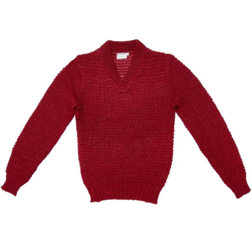 MARCEL (France) 70s, Collegiate, DK Yarn, Honeycomb Stitch, Ribbed Neckline